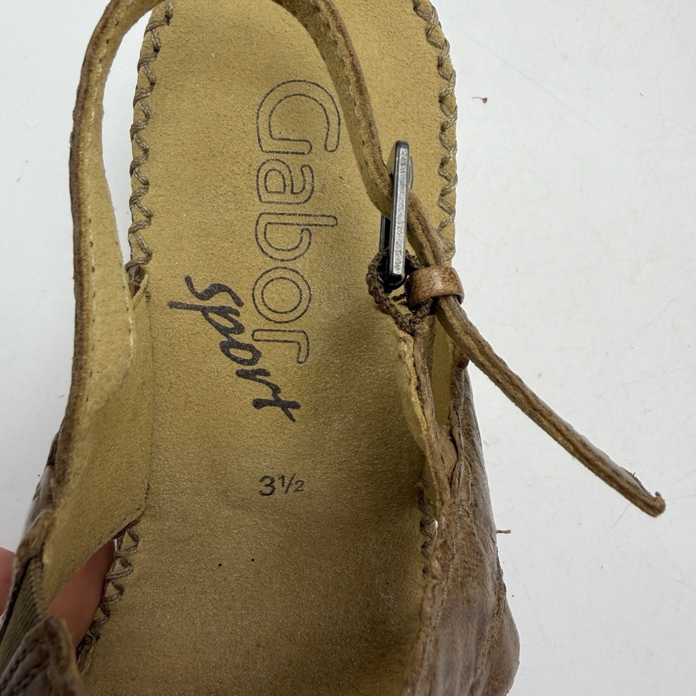 Gabor Sandals Womens 6 Taupe Strappy Cork Heels Leather Slingback - Picture 8 of 8